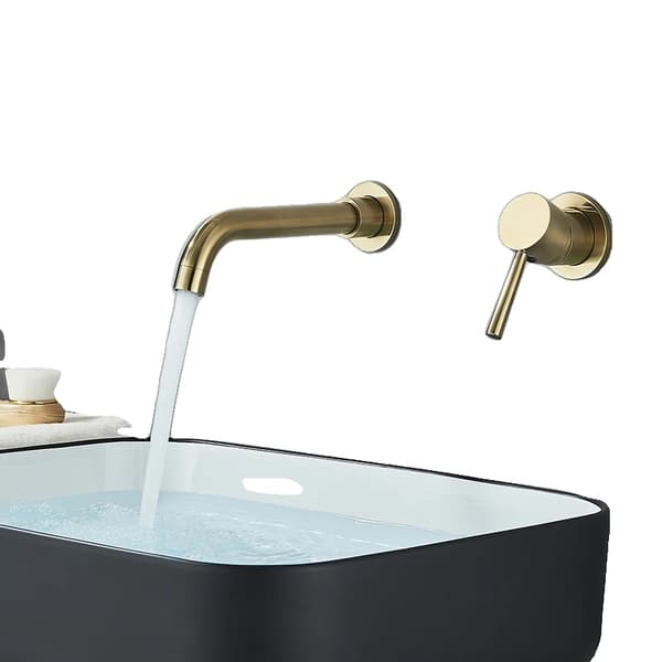 Basinarmatur, Væghængt, Moderne Stil, Dobbelt Hul Installation,børste guld