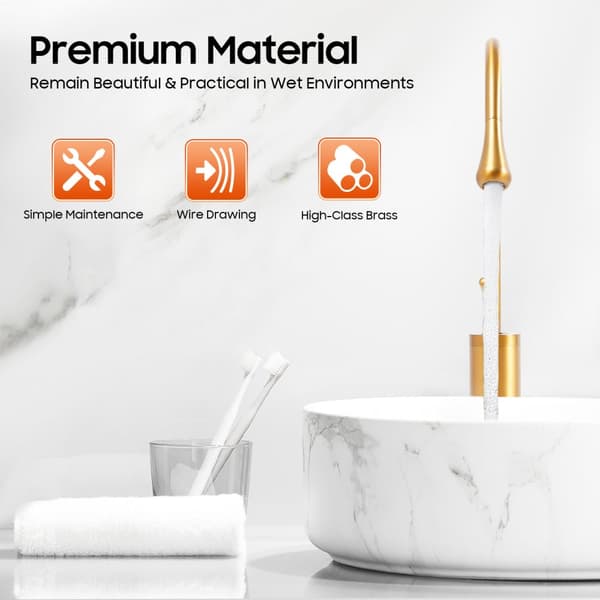 Guld Vattenkran, Modern Design, 360° Roterbar Pip