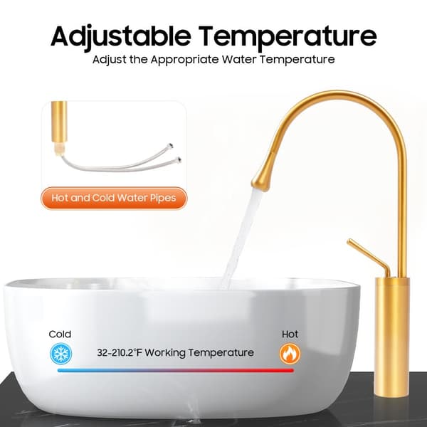 Guld Vattenkran, Modern Design, 360° Roterbar Pip