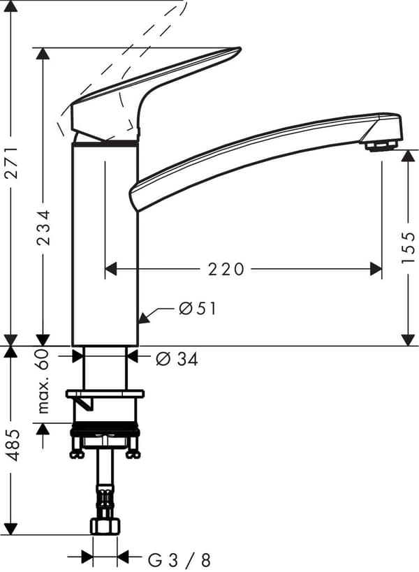 Hansgrohe Logis etgrebs håndvaskarmatur stående 71832000
