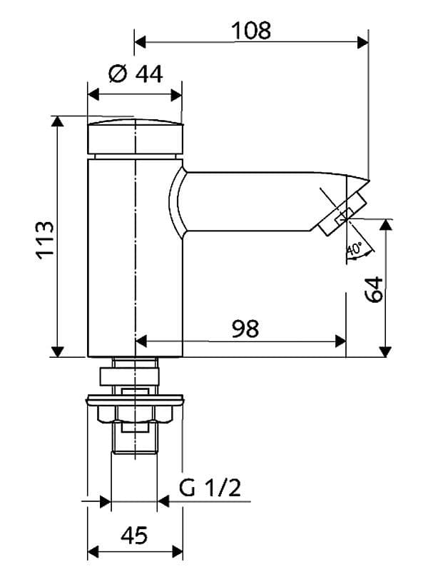 Schell Petit SC -pesuallashana, itsesulkeutuva, 1/2" kromi
