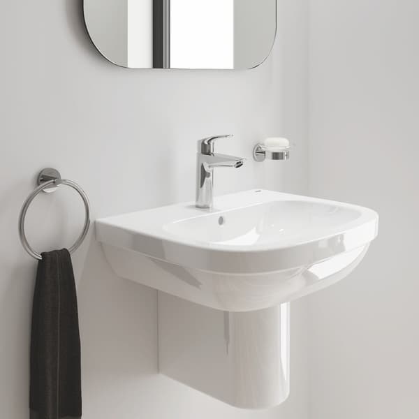 Grohe Eurosmart etgrebs håndvaskarmatur, størrelse M, krom, flowbegrænser 5,7 l/min., keramisk patron 28 mm, push-open prop,