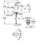 Miniatyrbillede 2 af 3: Grohe Eurosmart etgrebs håndvaskarmatur, størrelse M, krom, flowbegrænser 5,7 l/min., keramisk patron 28 mm, push-open prop,