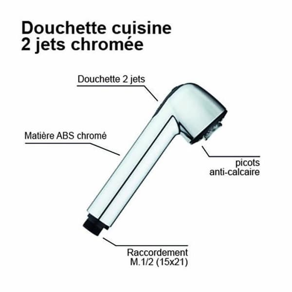 Duschmunstycke - ROUSSEAU - Krom - ABS - 2 strålar - Kalkfritt