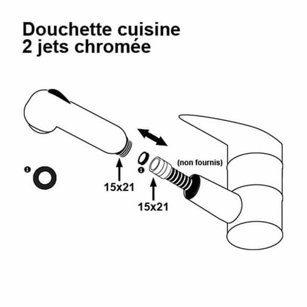 Duschmunstycke - ROUSSEAU - Krom - ABS - 2 strålar - Kalkfritt