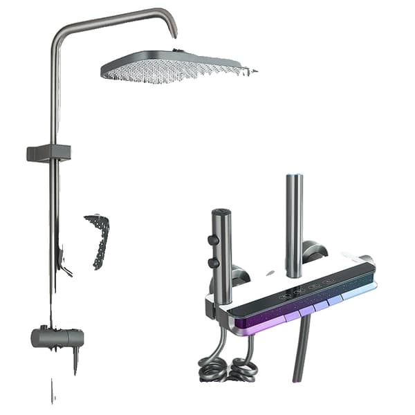 Bruserarmatur Sæt, Digital Temperaturvisning, Moderne Design,GRÅ