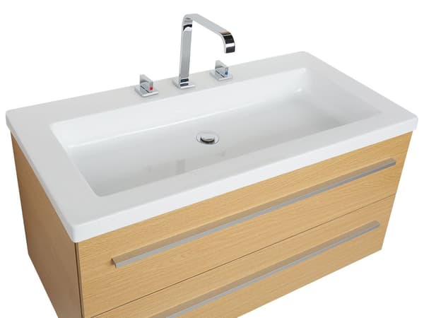 Kylpyhuoneen allaskaapisto setti beige MDF-levy laatikoilla peili pesuallas kaappi moderni tyyli