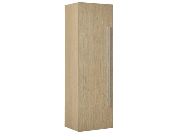 Seinäkaappi vaalea puu MDF-levy alumiini 40 x 35 x 132 cm kylpyhuoneen neljällä hyllyllä moderni tyyli