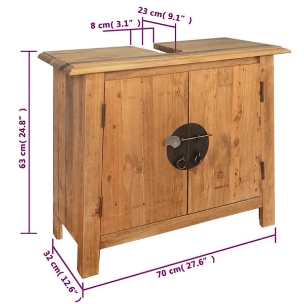 vidaXL Baderomsskap heltre 70x32x63 cm heltre furu
