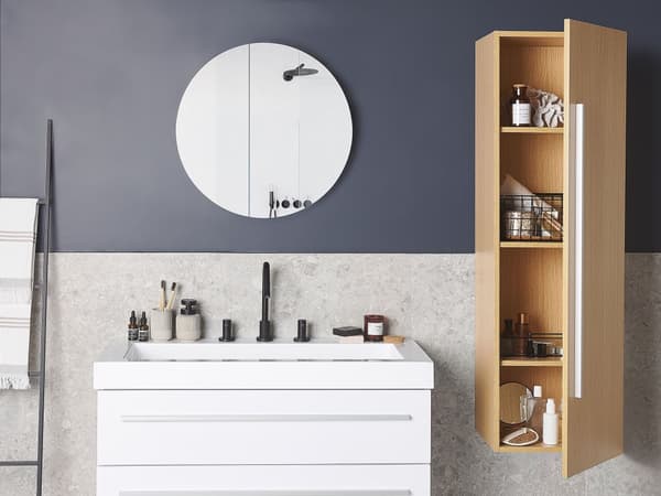 Hængende Lyst Træ Skab 40 x 35 x 132 cm 4 Hylder Høj Moderne Stil