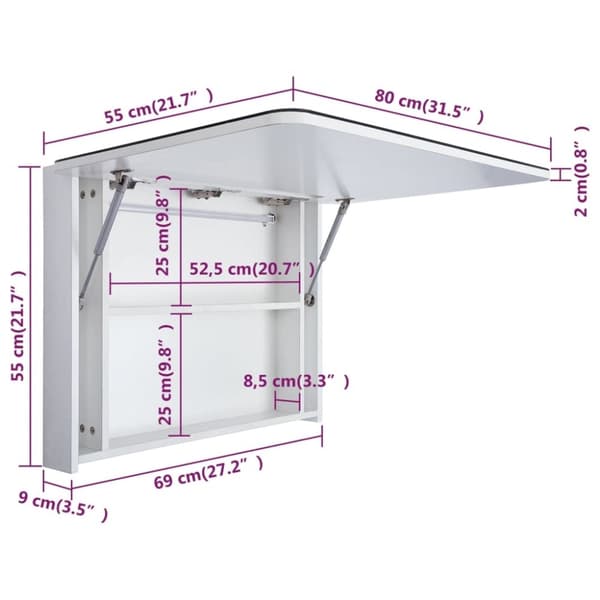 vidaXL badeværelsesskab med spejl + LED-lys 80x9,5x55 cm