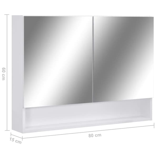 vidaXL Speilskap med LED hvit 80x15x60 cm MDF