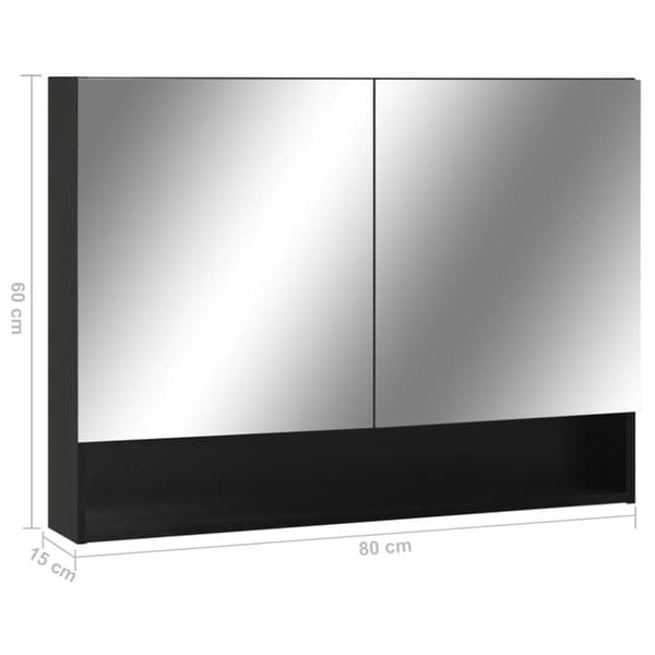 vidaXL LED kylpyhuoneen peilikaappi musta 80x15x60 cm MDF