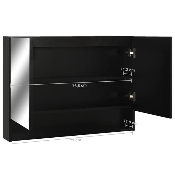 vidaXL LED kylpyhuoneen peilikaappi musta 80x15x60 cm MDF