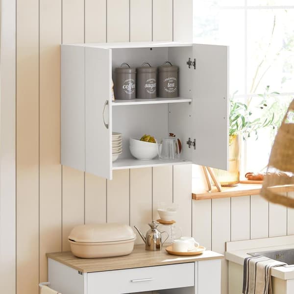 SoBuy seinäkaappi 2 ovella Yläkaapin pituus 60 cm Leveys 30 cm Korkeus 60 cm, Valkoinen, FRG231-W