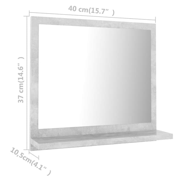 vidaXL badeværelsesspejl 40x10,5x37 cm konstrueret træ betongrå