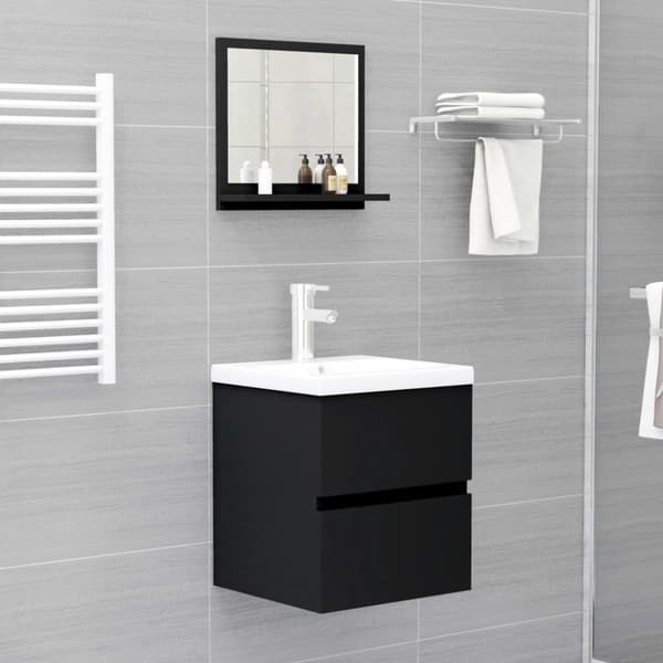 vidaXL Baderomsspeil svart 40x10,5x37 cm konstruert tre