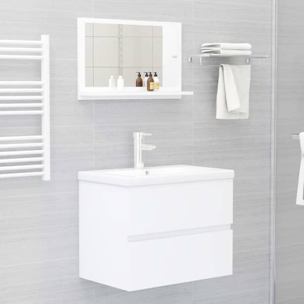 vidaXL Baderomsspeil hvit 60x10,5x37 cm konstruert tre