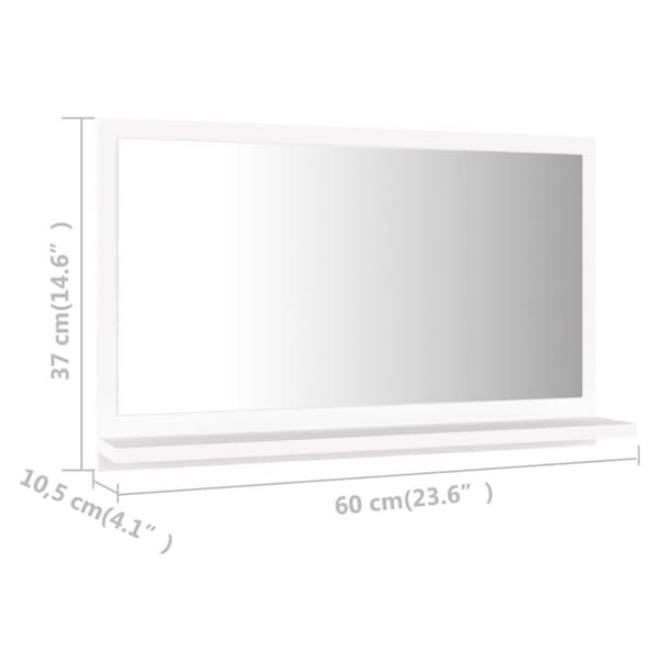 vidaXL Baderomsspeil hvit 60x10,5x37 cm konstruert tre