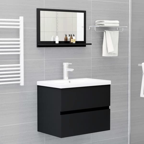 vidaXL Baderomsspeil svart 60x10,5x37 cm konstruert tre