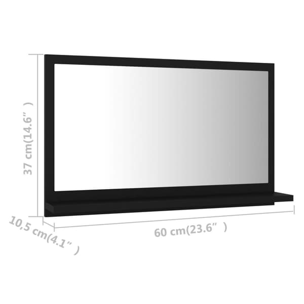vidaXL Baderomsspeil svart 60x10,5x37 cm konstruert tre