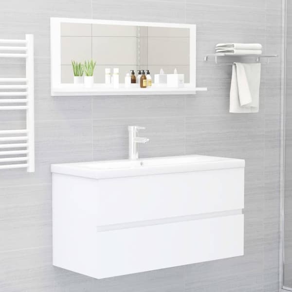 vidaXL badeværelsesspejl 90x10,5x37 cm konstrueret træ hvid