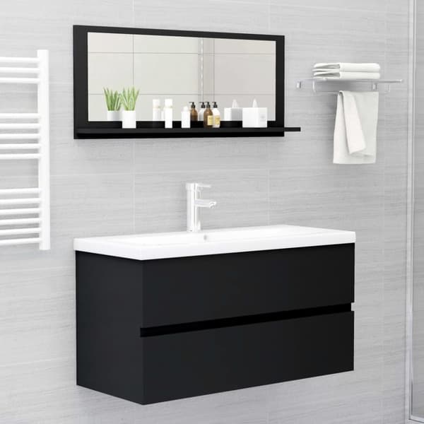 vidaXL Baderomsspeil svart 90x10,5x37 cm sponplate