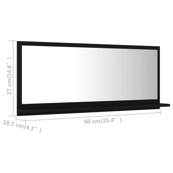 vidaXL Baderomsspeil svart 90x10,5x37 cm sponplate