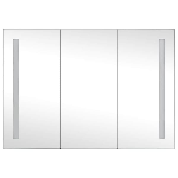 vidaXL badeværelsesskab med spejl + LED-lys 89x14x62 cm