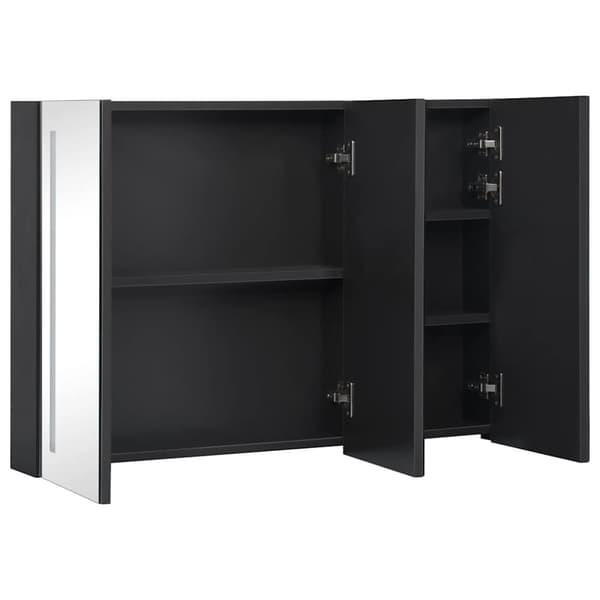 vidaXL badeværelsesskab med spejl + LED-lys 89x14x62 cm