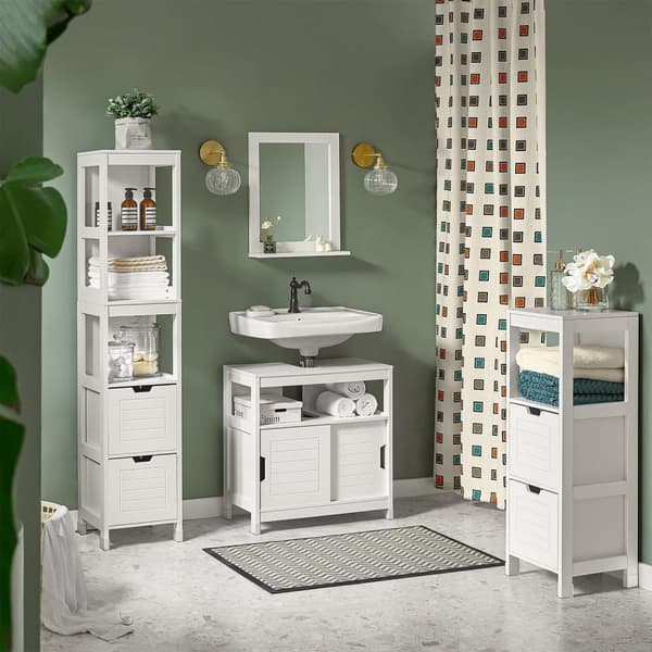 SoBuy Allaskaappi 2 ovea Kylpyhuone Kylpyhuone Hylly, Valkoinen FRG128-II-W