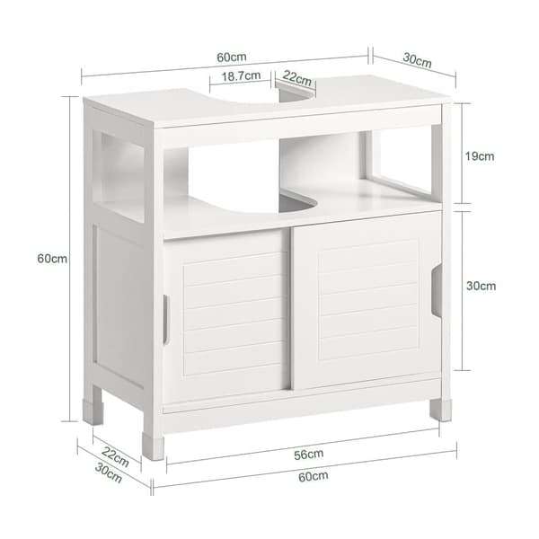 SoBuy Allaskaappi 2 ovea Kylpyhuone Kylpyhuone Hylly, Valkoinen FRG128-II-W