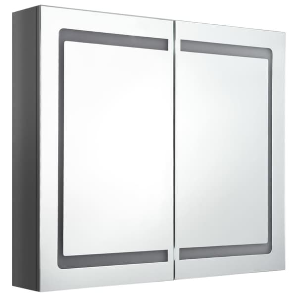 vidaXL LED-speilskap til bad blank grå 80x12x68 cm