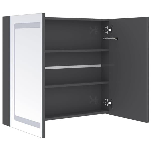 vidaXL LED-speilskap til bad blank grå 80x12x68 cm