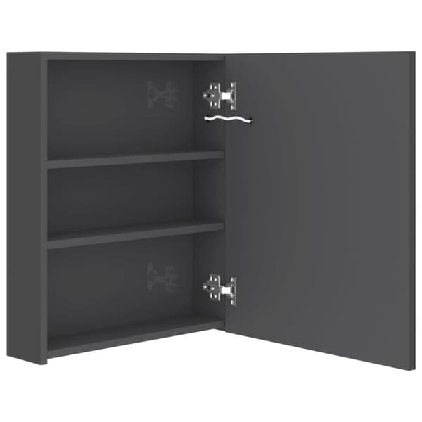 vidaXL badeværelsesskab m. spejl LED 50x14x60 cm skinnende grå