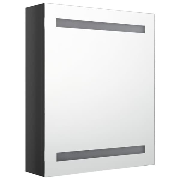 vidaXL badeværelsesskab med spejl + LED-lys 50x14x60 cm blank sort