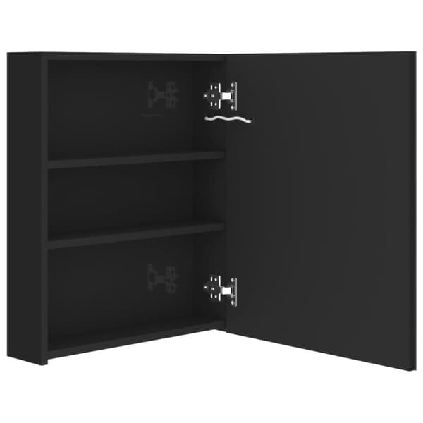 vidaXL badeværelsesskab med spejl + LED-lys 50x14x60 cm blank sort
