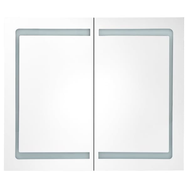 vidaXL badeværelsesskab med spejl + LED-lys 80x12x68 cm skinnende hvid