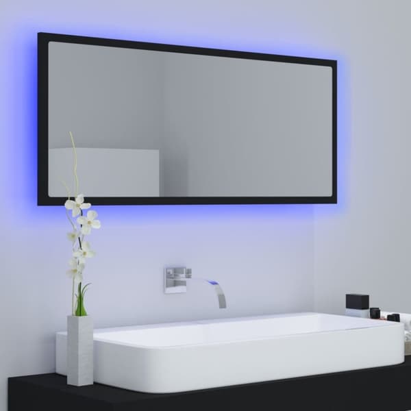 vidaXL LED-badespeil svart 100x8,5x37 cm akryl