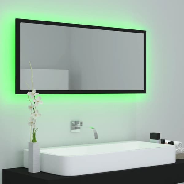 vidaXL LED-badespeil svart 100x8,5x37 cm akryl