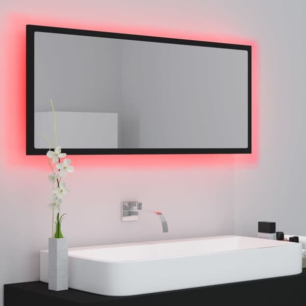vidaXL LED-badespeil svart 100x8,5x37 cm akryl