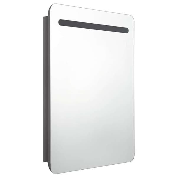 vidaXL badeværelsesskab med spejl + LED-lys 60x11x80 cm blank grå