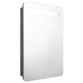 Miniatyrbillede 2 af 7: vidaXL badeværelsesskab med spejl + LED-lys 60x11x80 cm blank grå