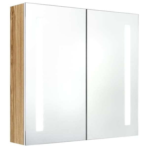 vidaXL LED kylpyhuoneen peilikaappi valkoinen ja tammi 62x14x60 cm