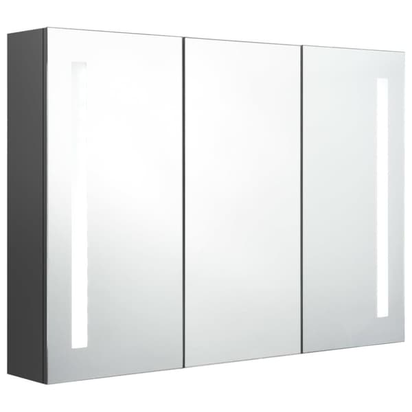vidaXL LED-speilskap til bad 89x14x62 cm grå