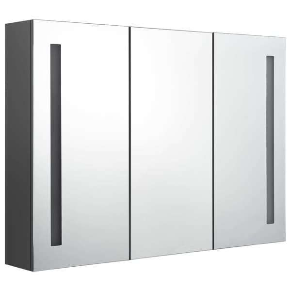 vidaXL LED-speilskap til bad 89x14x62 cm grå