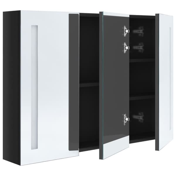 vidaXL LED-speilskap til bad 89x14x62 cm skinnende svart