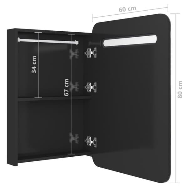 vidaXL LED kylpyhuoneen peilikaappi kiiltävä musta 60x11x80 cm