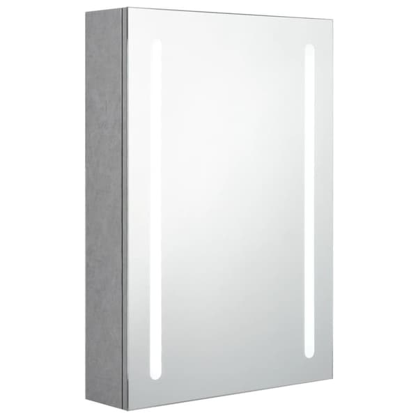 vidaXL badeværelsesskab med spejl + LED-lys 50x13x70 cm betongrå