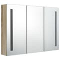 Miniatyrbilde 4 av 8: vidaXL LED-speilskap til bad 89x14x62 cm eik